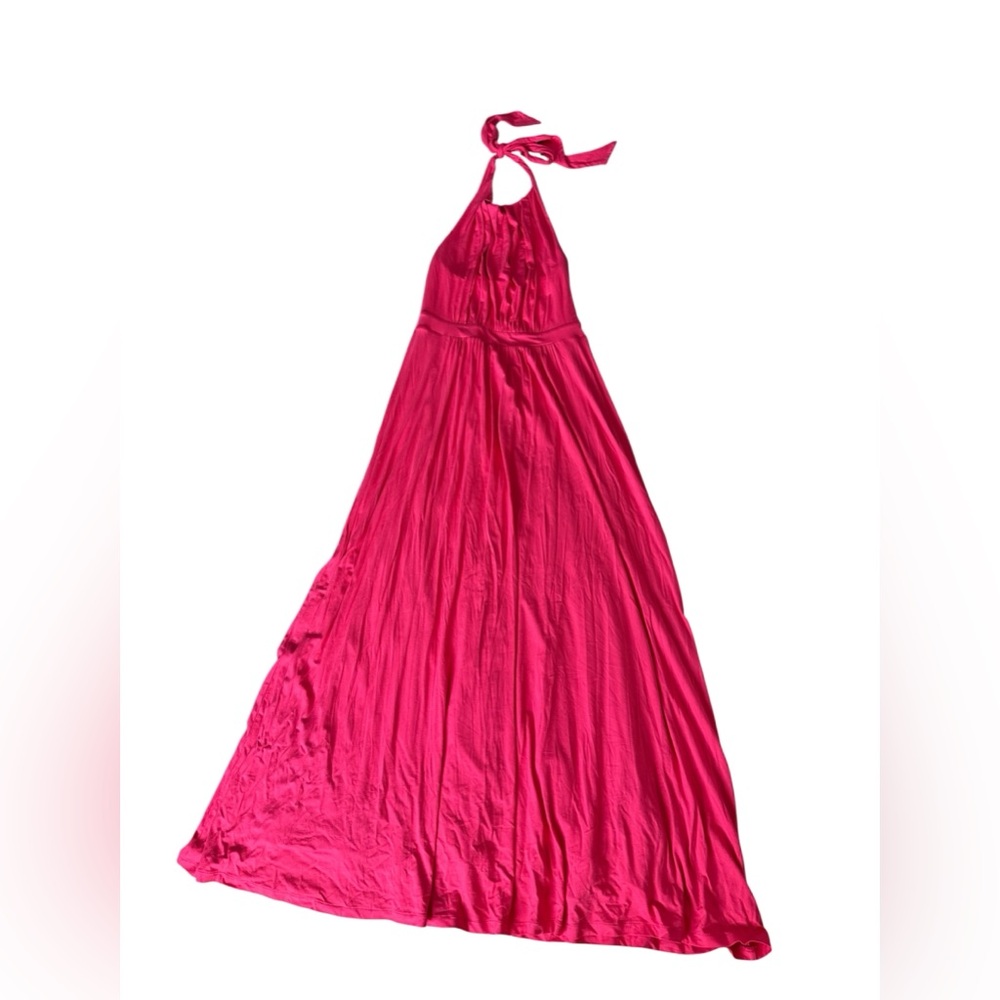 Boden Halter Dress Bright Pink Jersey Knit Maxi Dress Women's Size 4 NEW